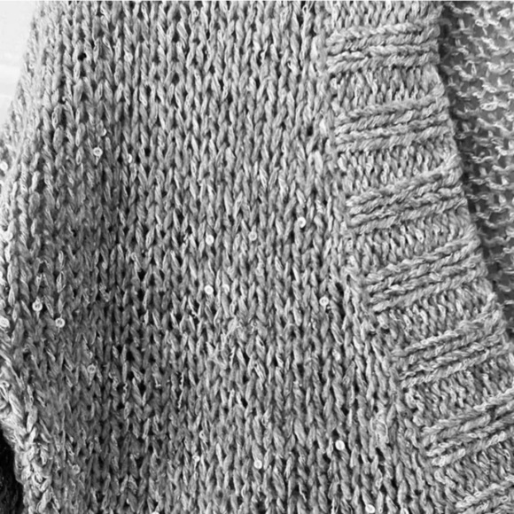 Mudd Womens Junior Silver Gray Sparkly Sequin Long Sleeve Pullover  Sweater M - Picture 9 of 13